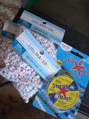 ALPHABET BEADS AND STRETCHY CORD